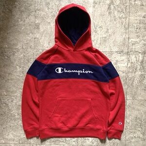 Champion Red & Navy Blue Pullover Hoodie Boy’s Size XL 14/16